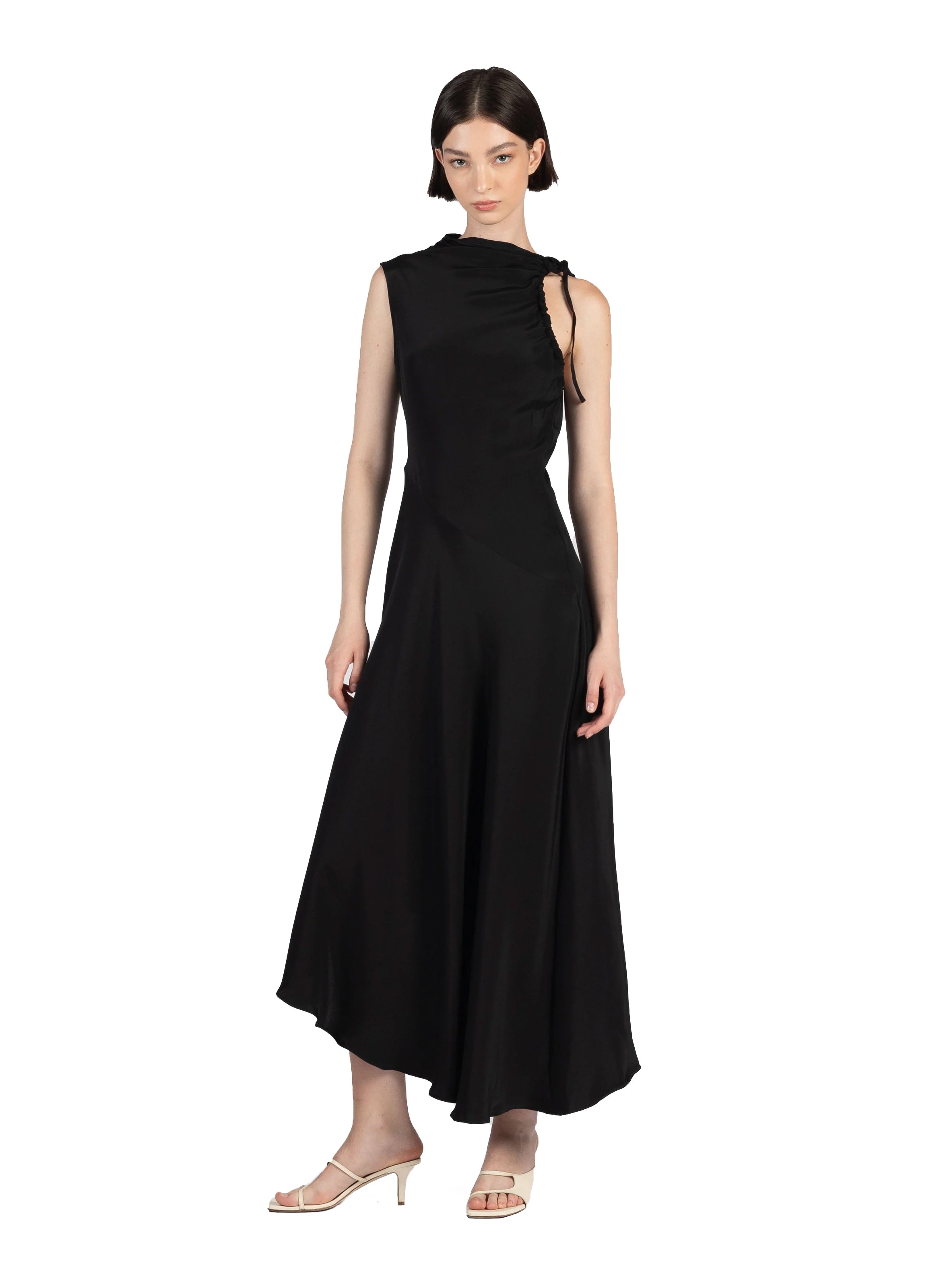 Silk Satin Dress/Black - 1