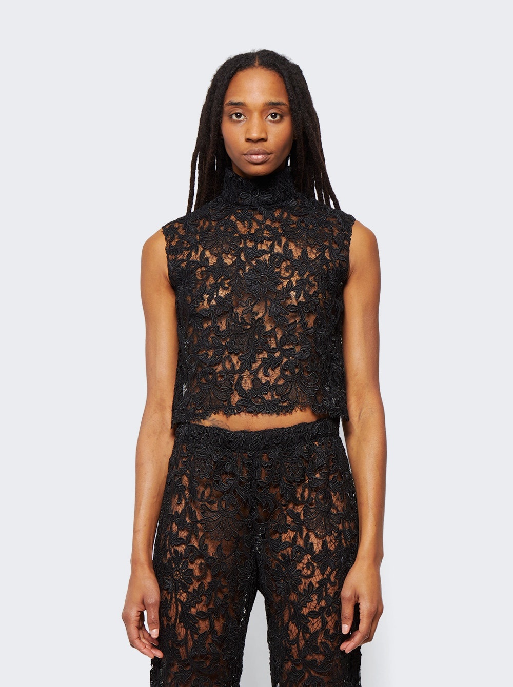 Floral Guipure Lace Top Black - 3