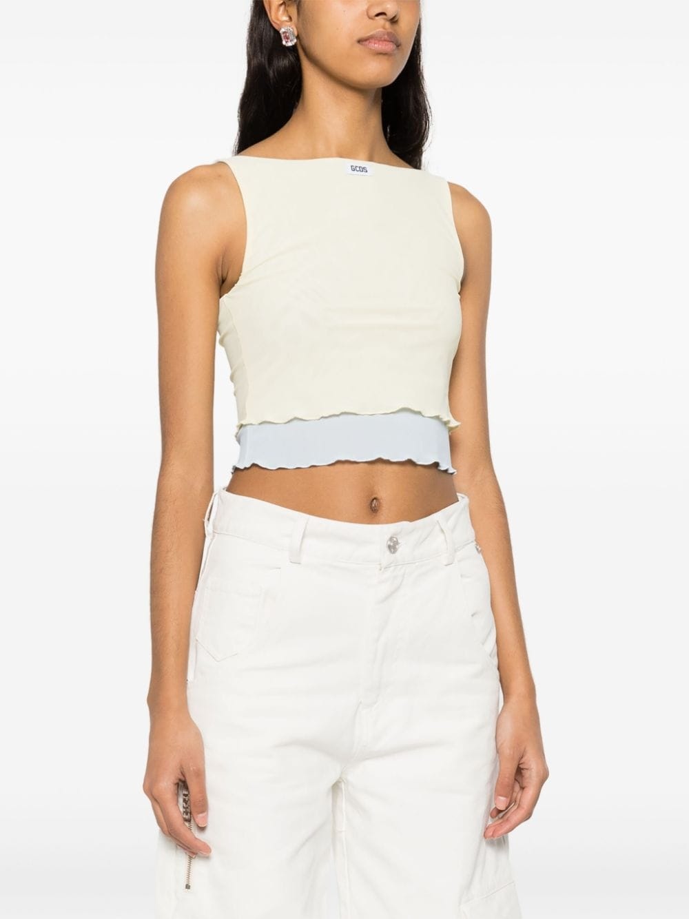 logo-patch layered mesh top - 3