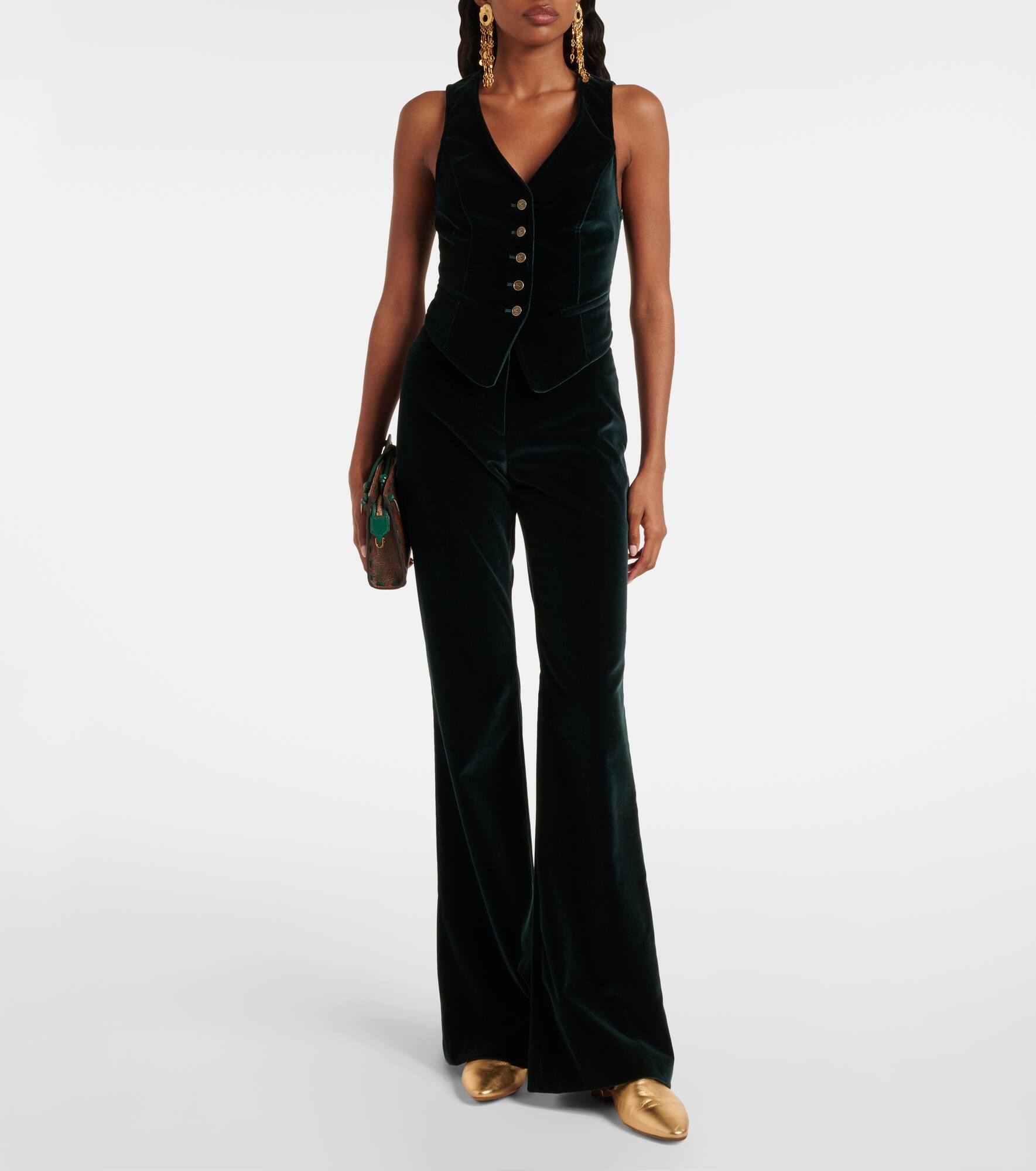 Cotton velvet flared pants - 2
