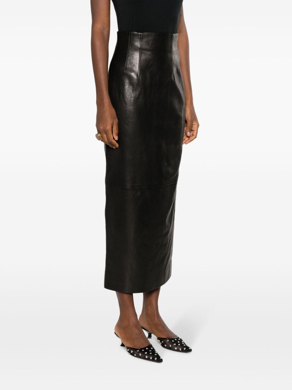 The Loxley leather midi skirt - 3