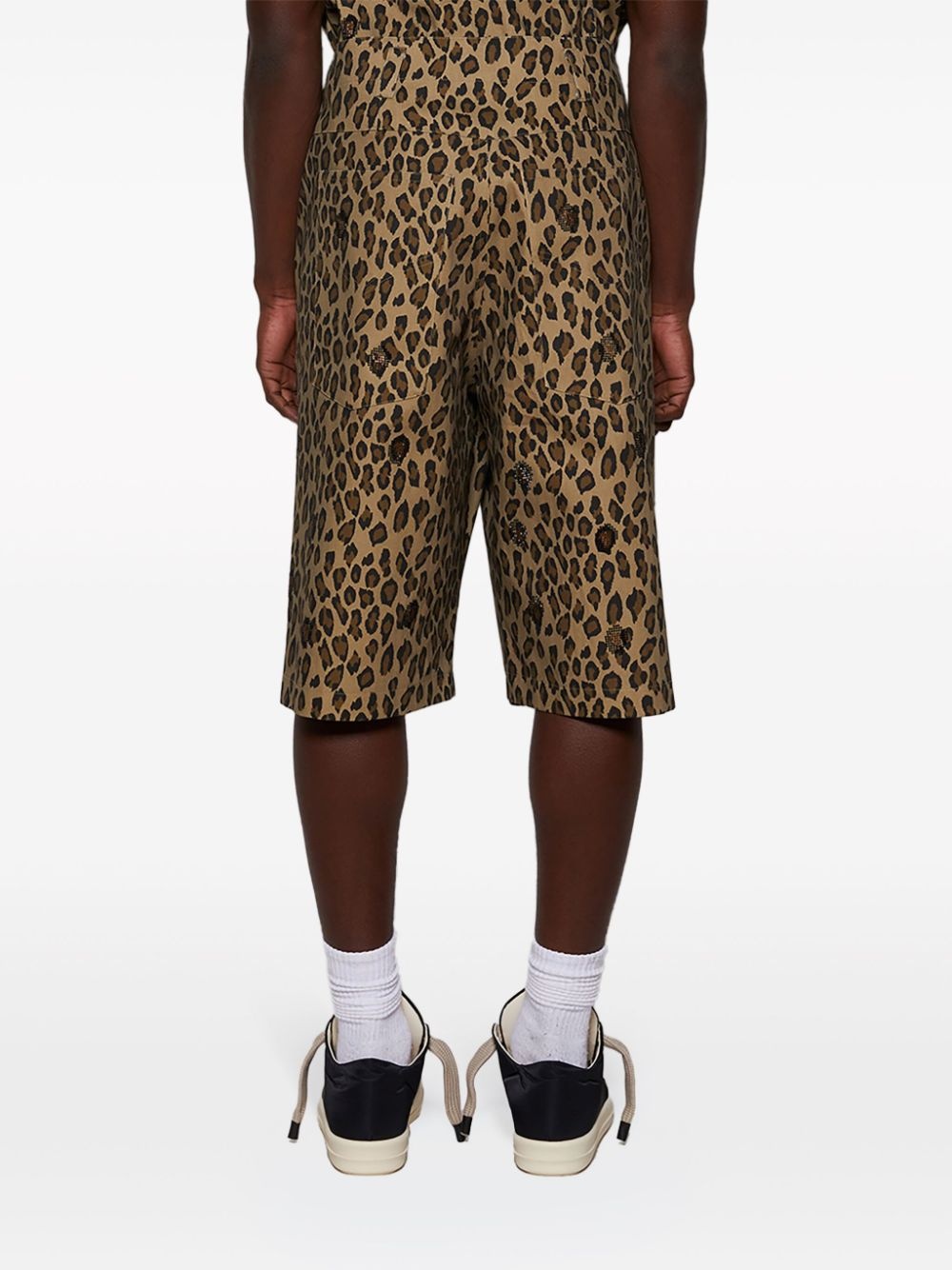 leopard-print cotton shorts - 5