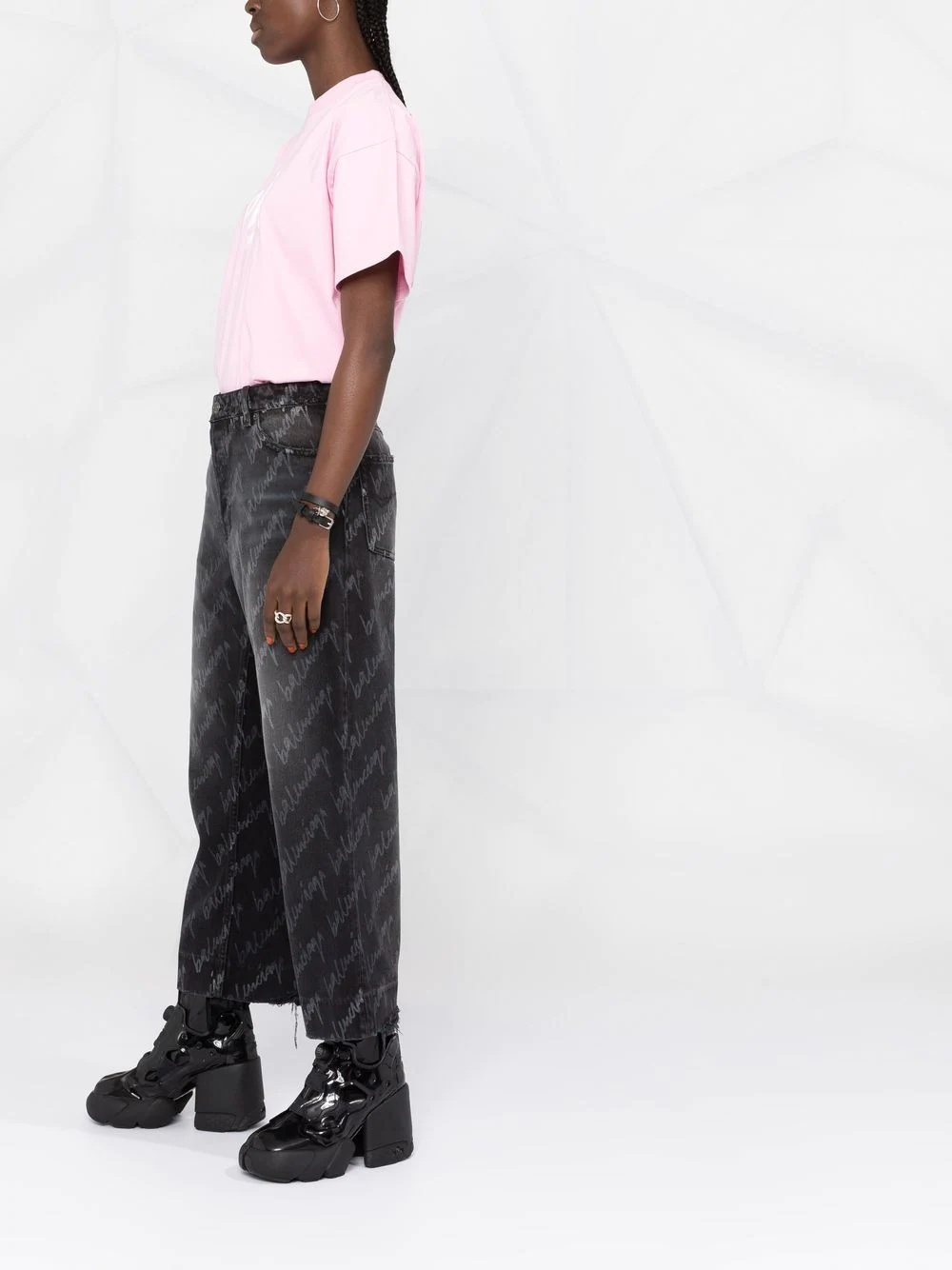 logo-print cropped pants - 4