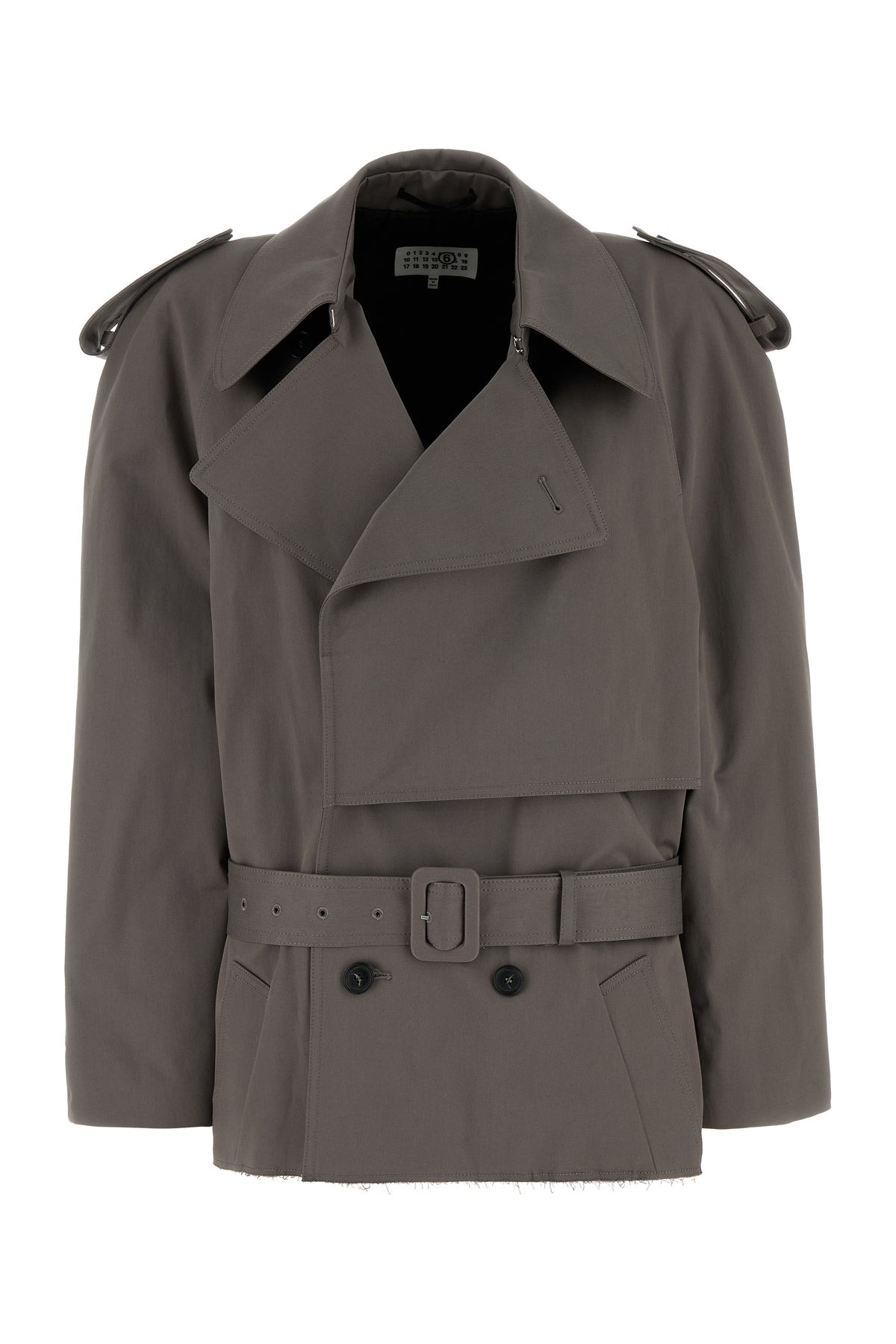 Dark grey stretch cotton trench coat - 1