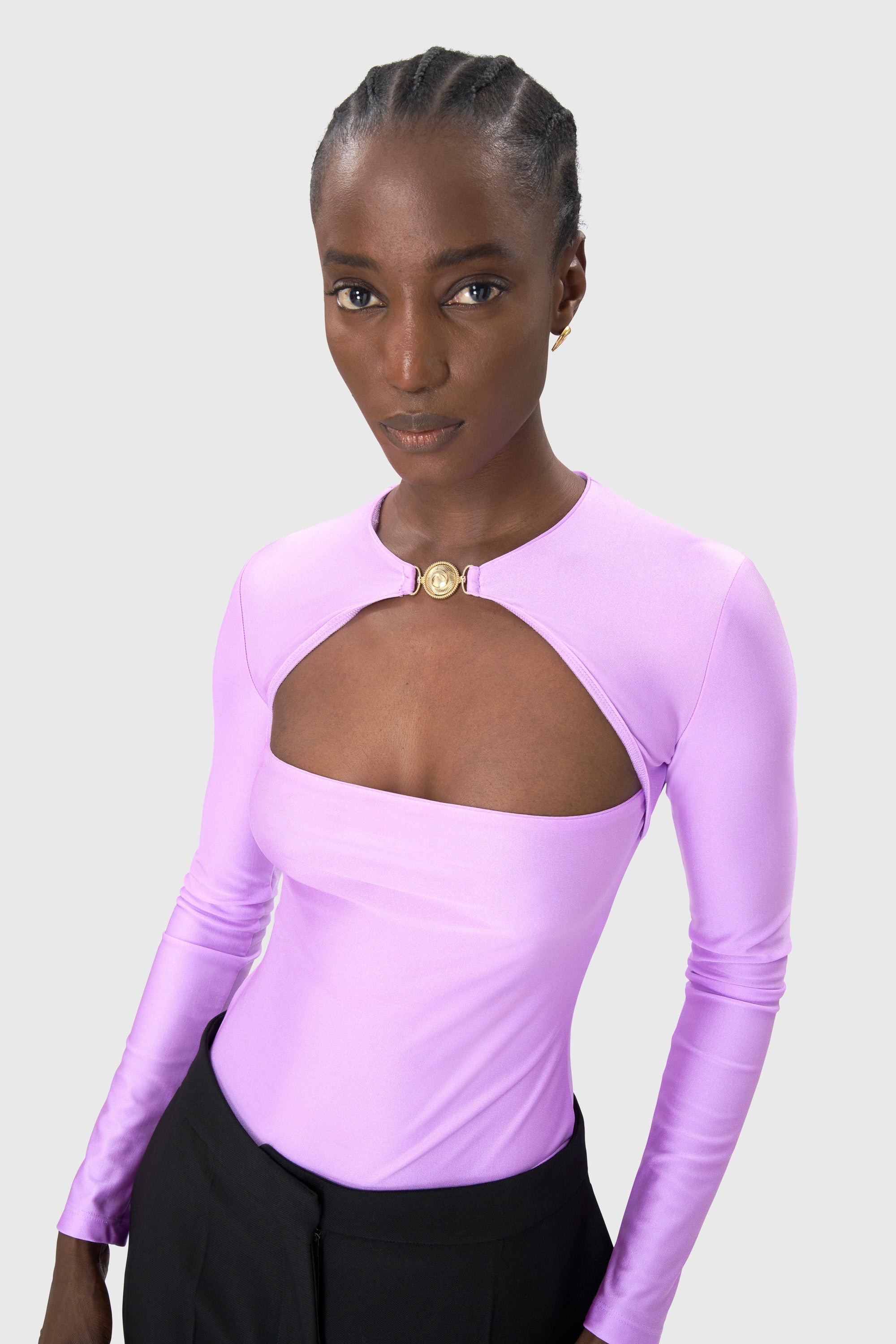 Draped Jersey Open Neck Top - 3