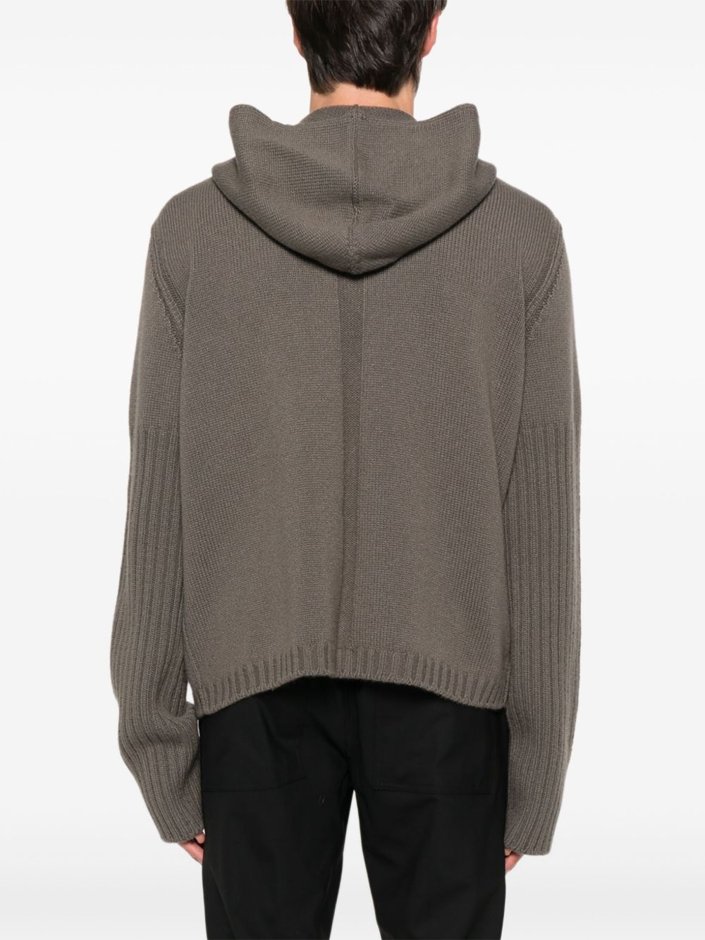 hooded ribbed-cuff cardigan - 4