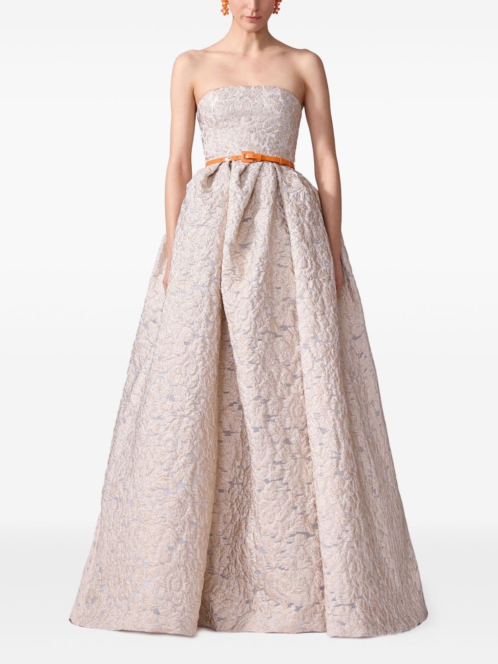 brocade-effect gown - 2