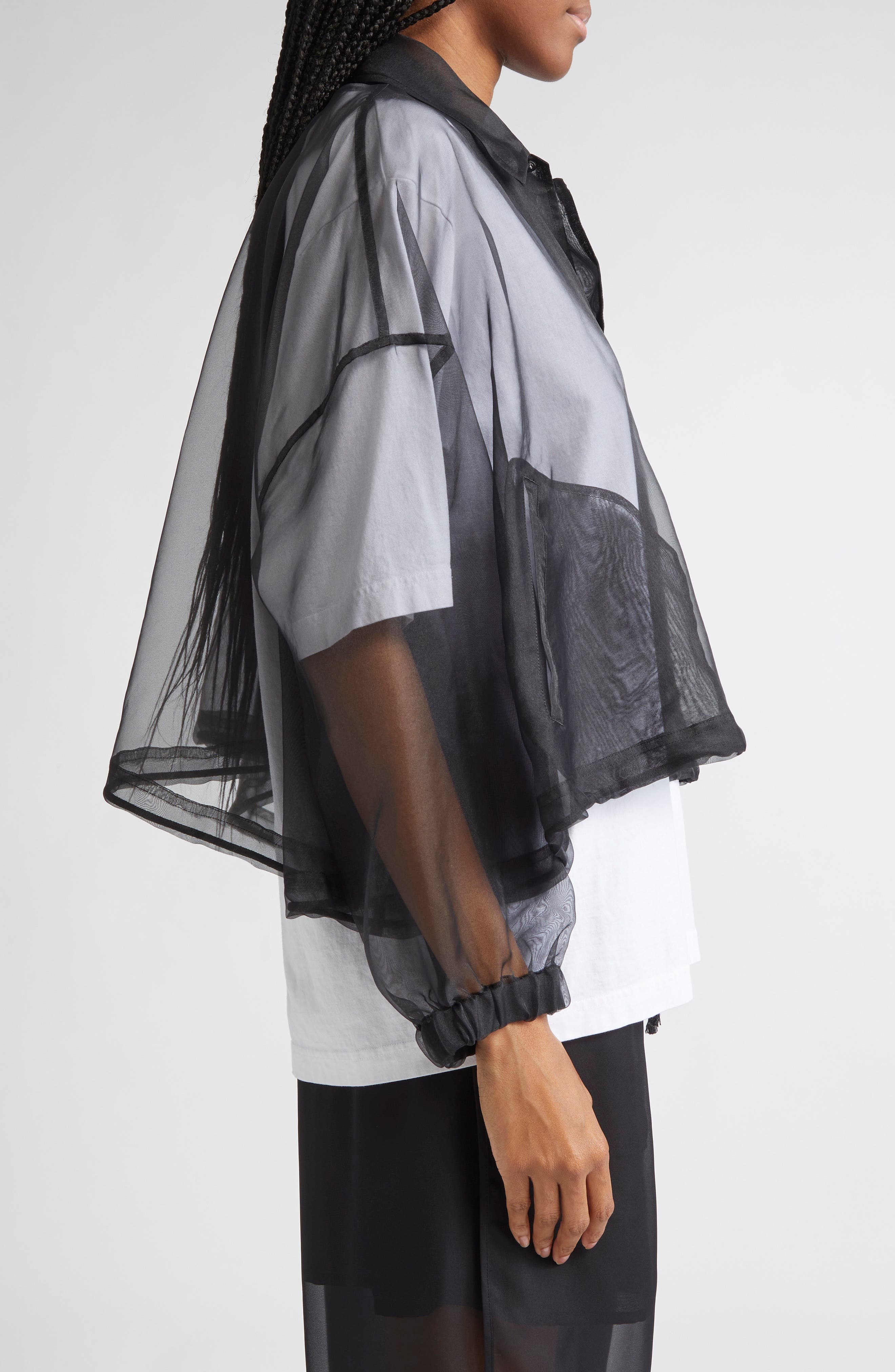 Undercover Logo Embroidered Organdy Coach's Jacket in Black at Nordstrom - 4
