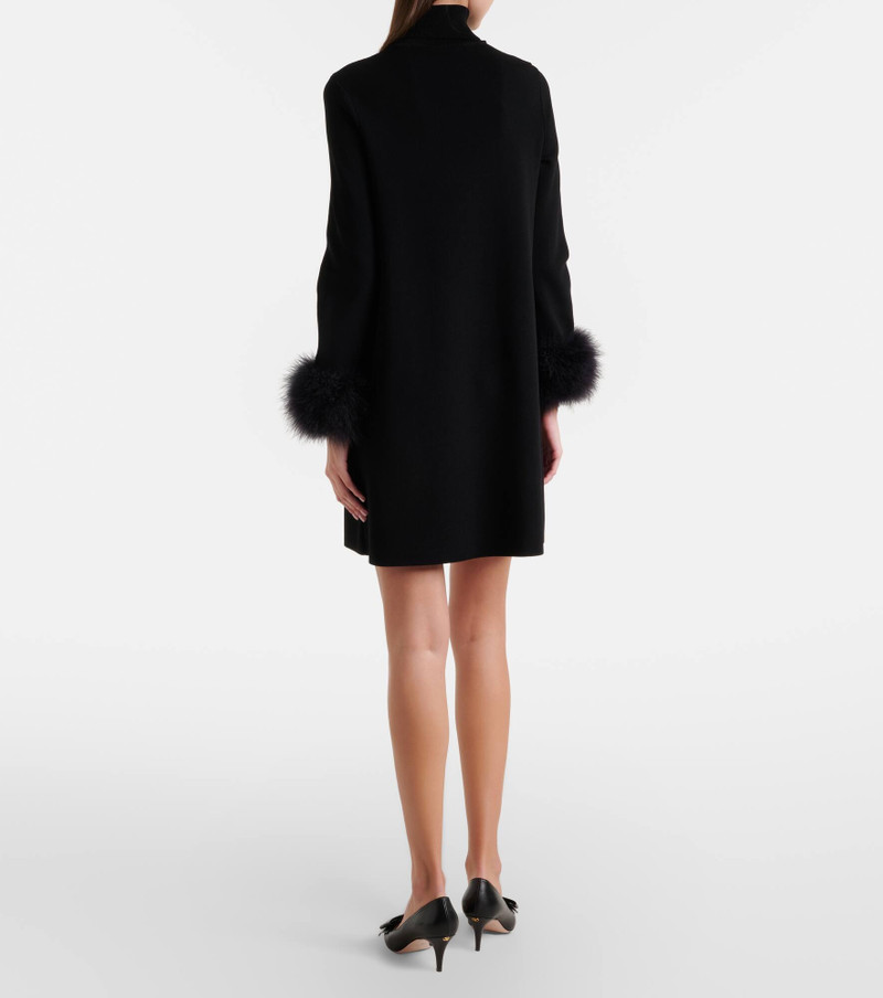VLogo feather-trimmed turtleneck minidress 3