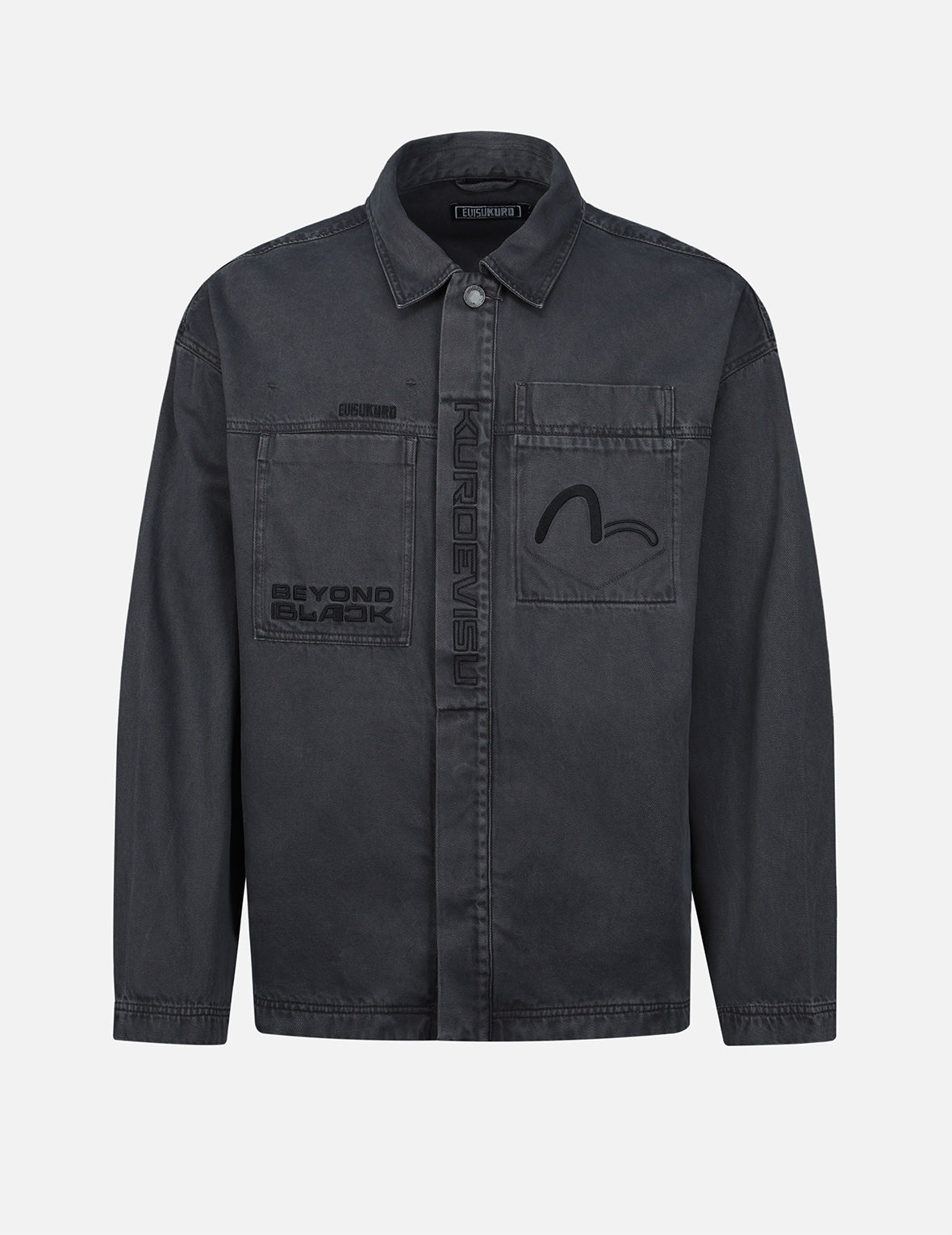 Logo Embroidery Garment Washed Shirt Jacket - 1