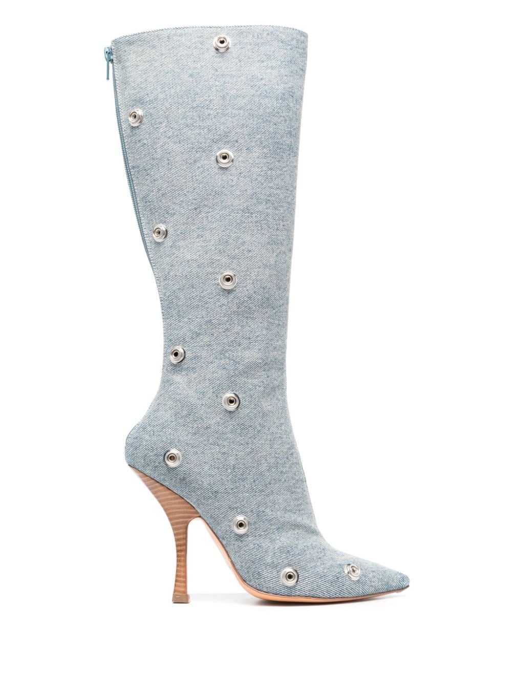 appliqué-detail denim boots - 5