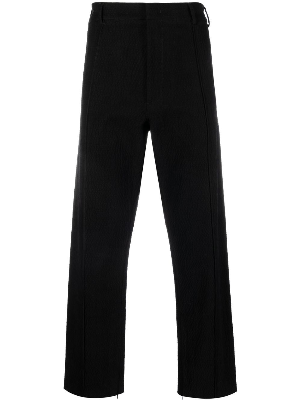 textured straight-leg cut trousers - 1