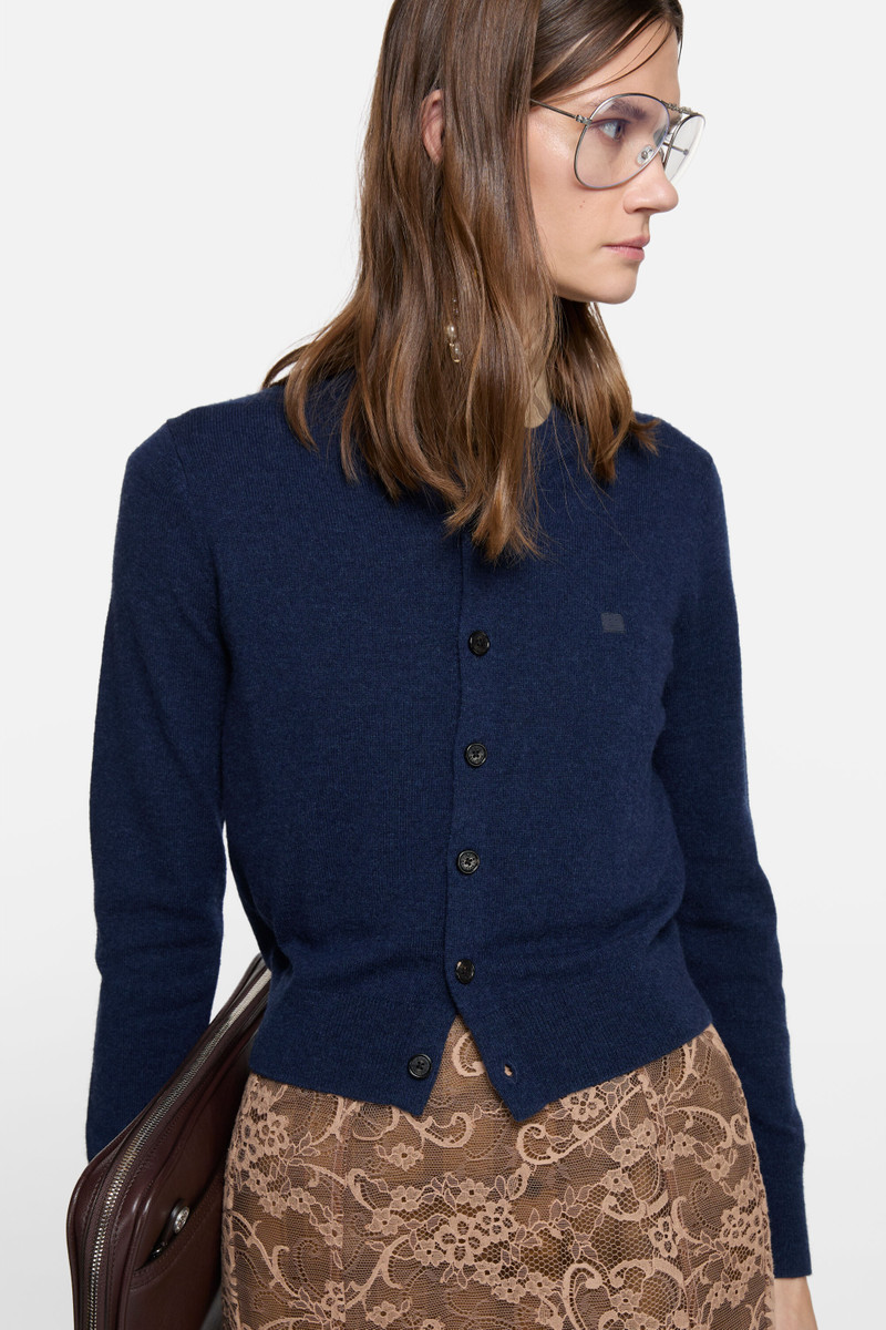 Fitted cardigan - yak wool - Navy melange 3