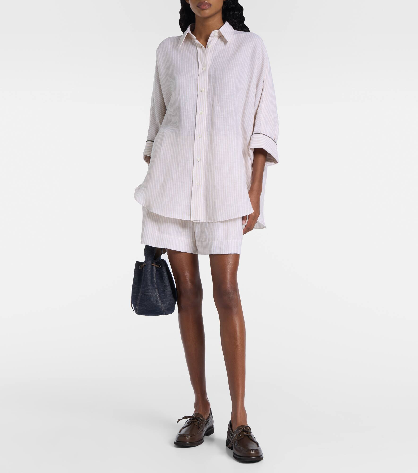 Striped linen Bermuda shorts - 2