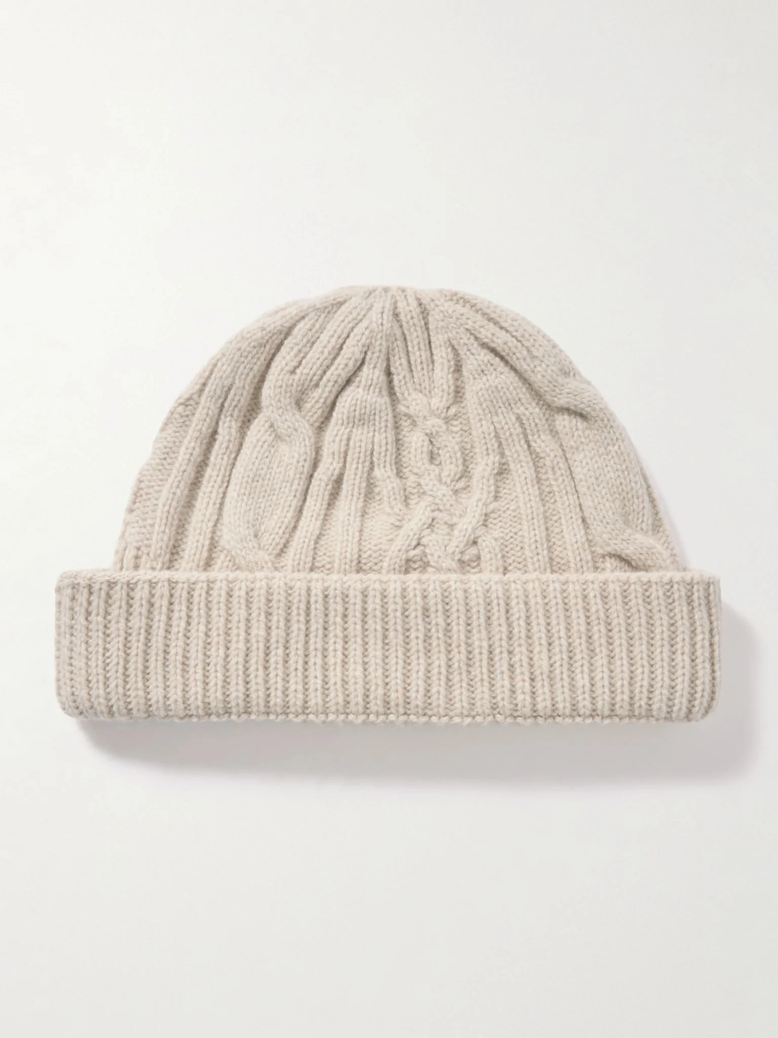 Emery Cable-Knit Recycled-Cashmere and Merino Wool-Blend Beanie Beige - 1