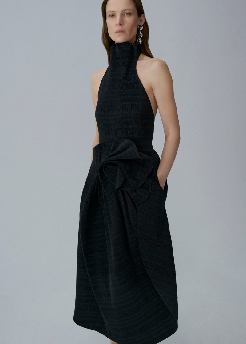 MAGDA BUTRYM Flower detail midi skirt in black outlook