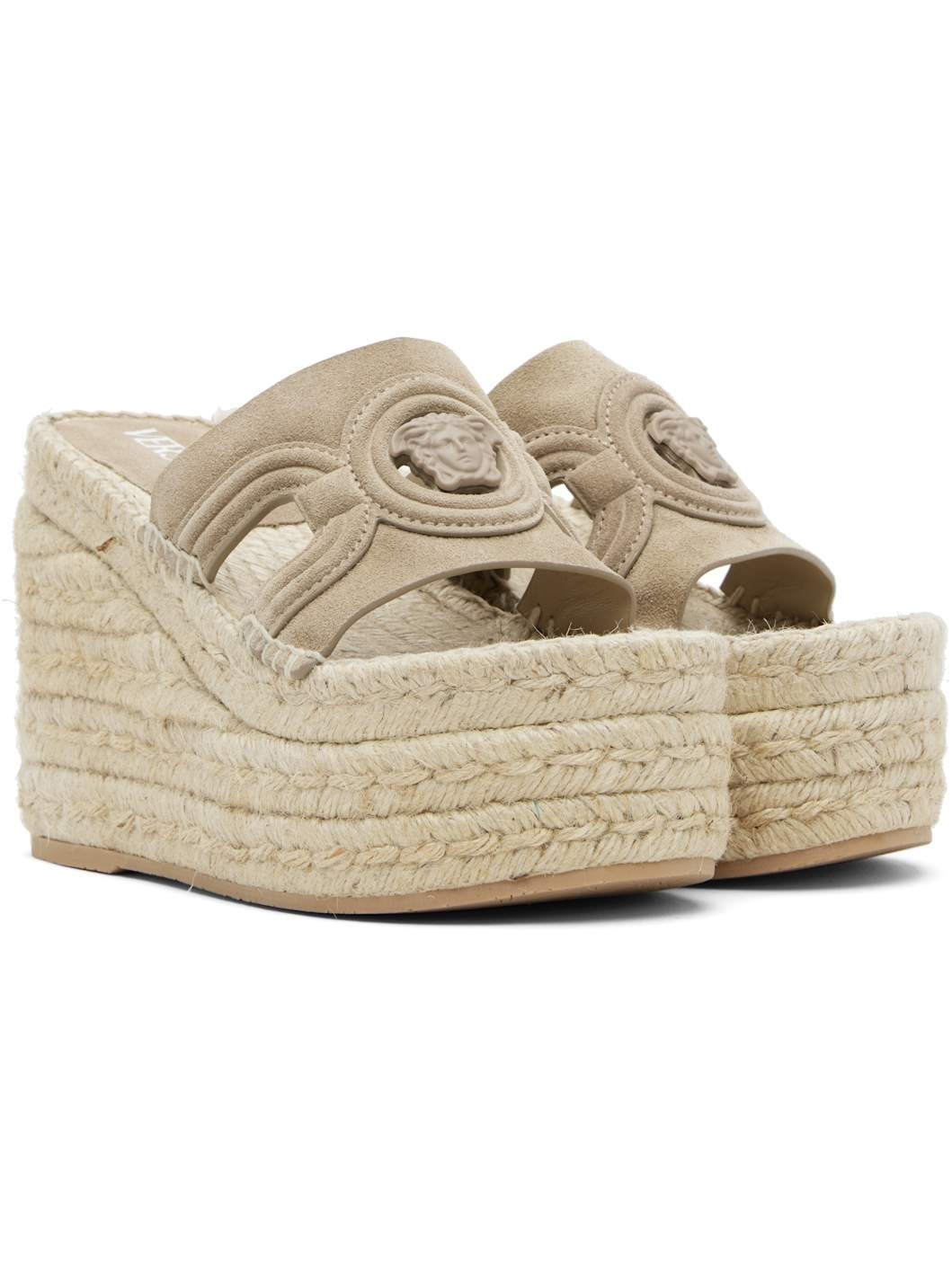 Beige Medusa '95 Platform Espadrille Heeled Sandals - 4