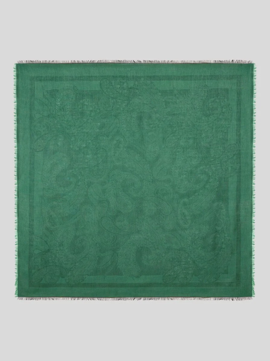 WOOL-BLEND JACQUARD SHAWL WITH PAISLEY MOTIF - 1