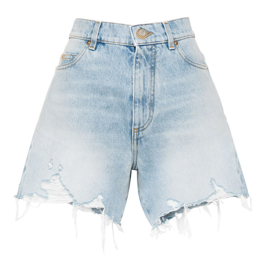 Balmain High-Rise Denim Shorts - 5