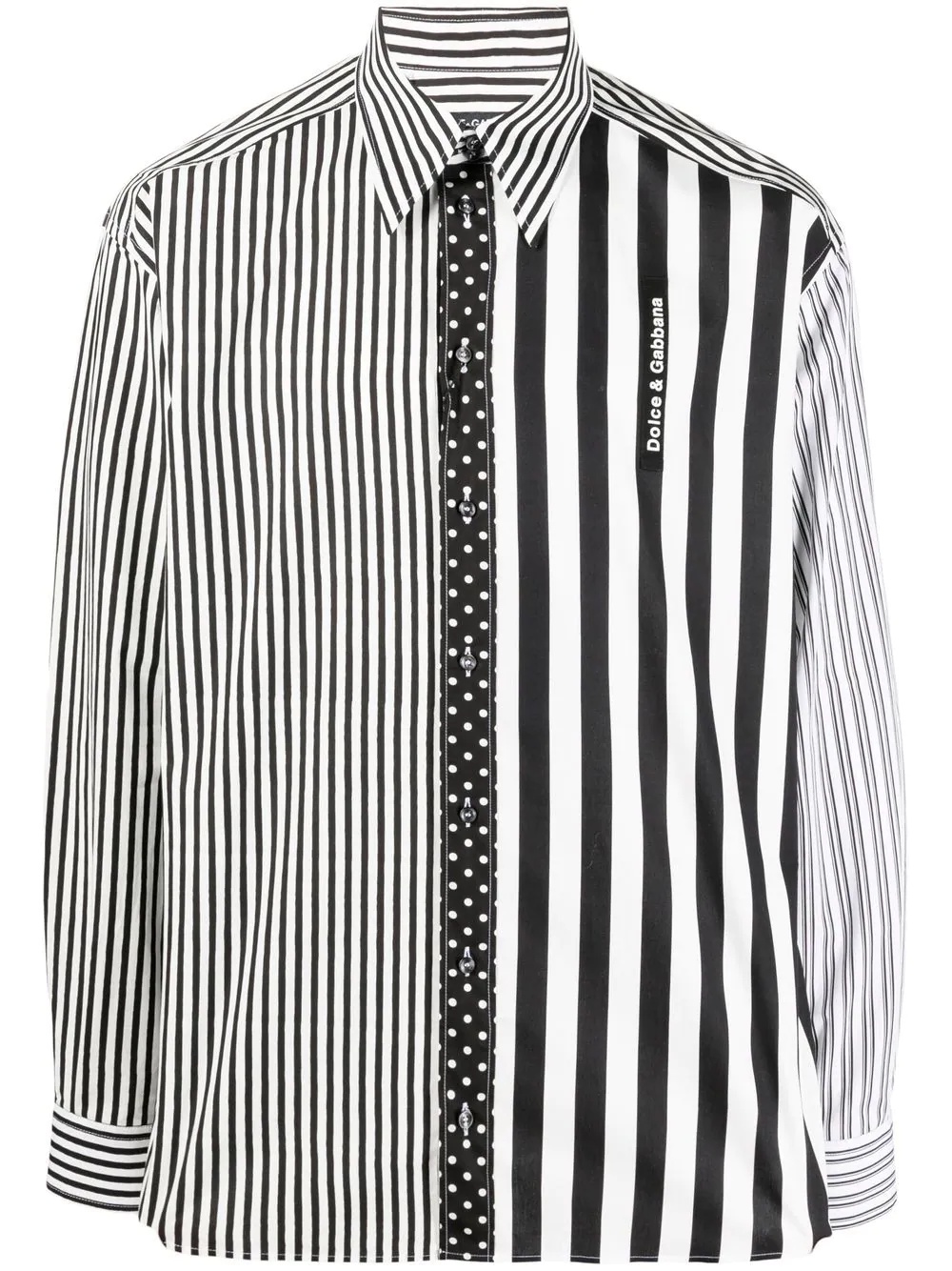 striped straight-point collar shirt - 1