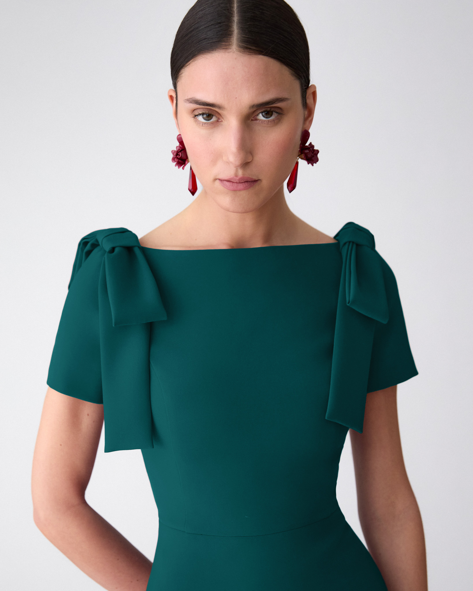 Bow-Shoulder Midi Dress - 4