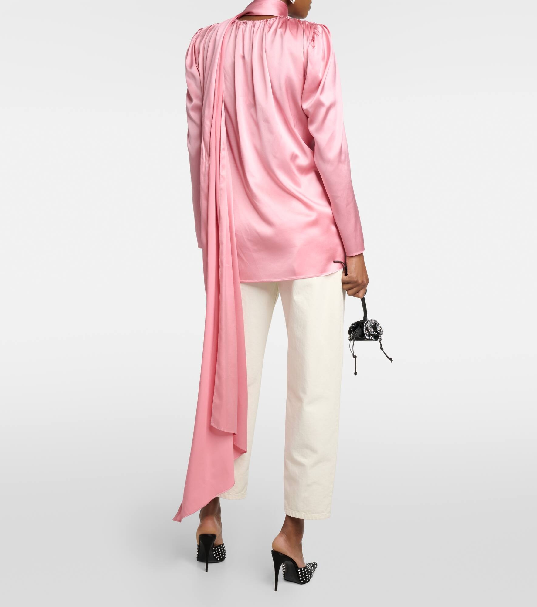 Draped silk-blend blouse - 3