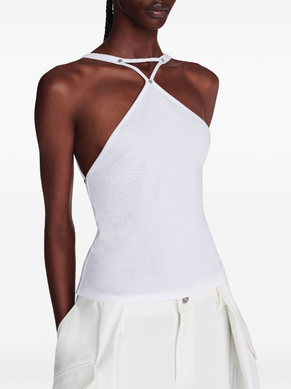 panelled cotton tank top - 7