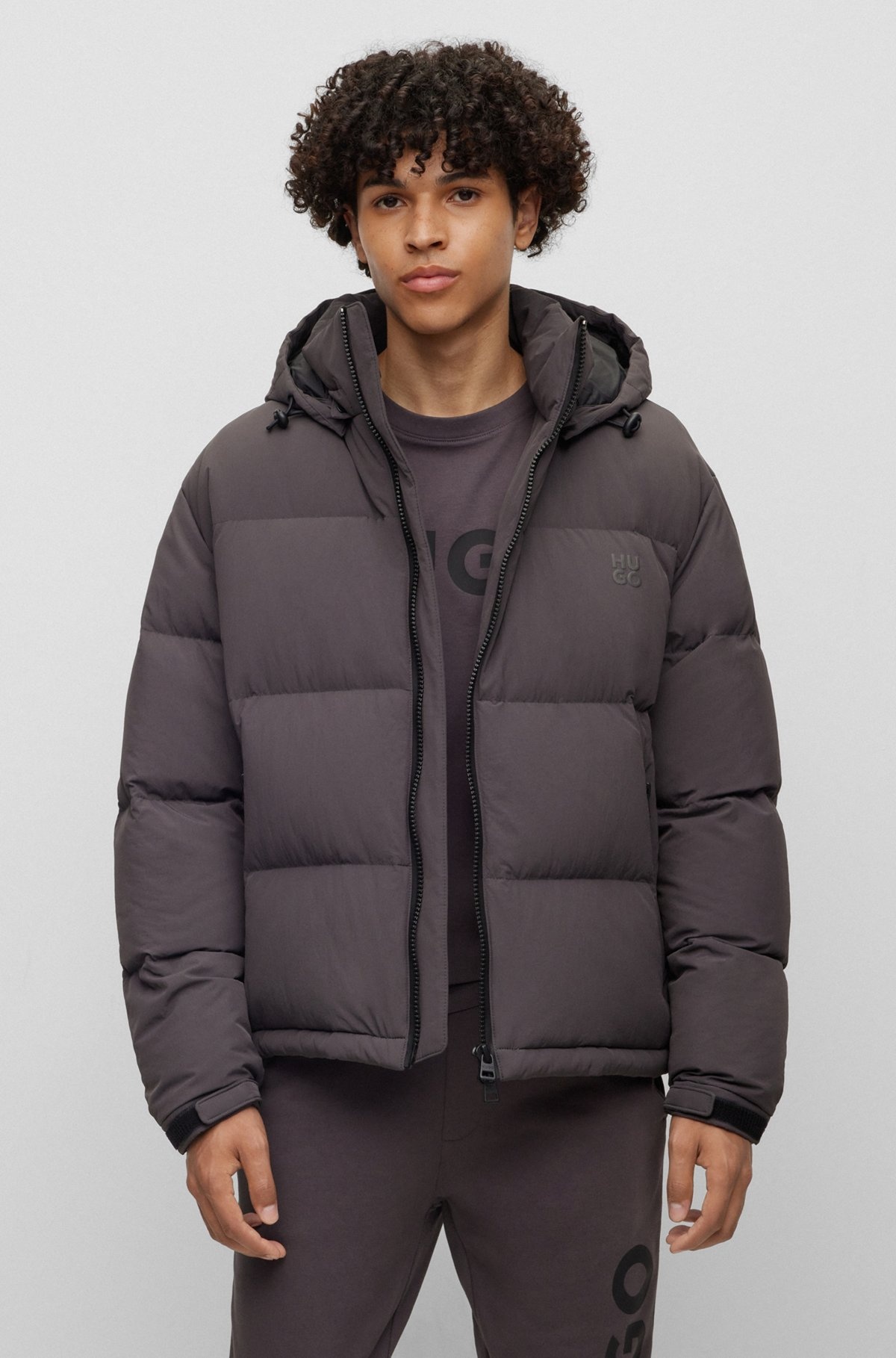 WATER-REPELLENT DOWN JACKET WITH DETACHABLE HOOD - 2
