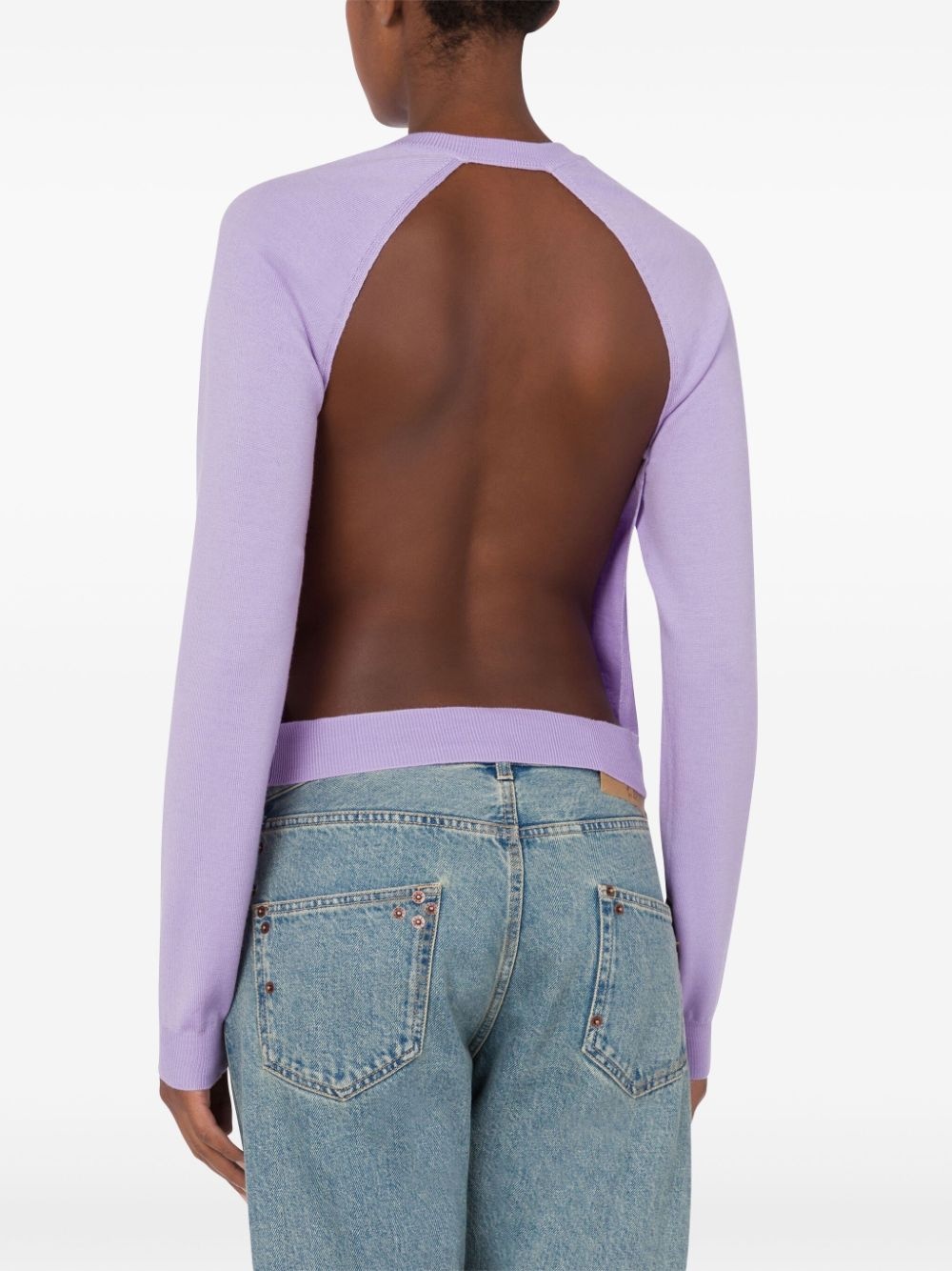cut-out virgin wool cardigan - 3