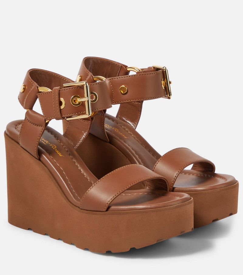 Leather platform wedge sandals - 1