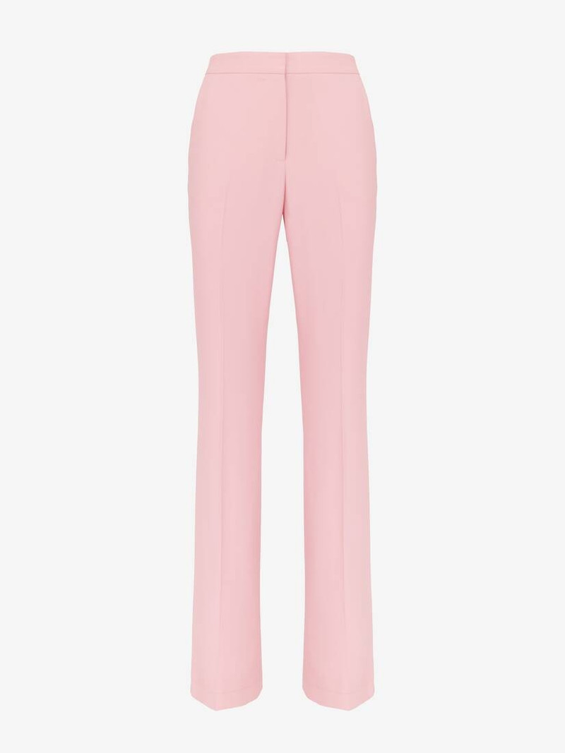 Women's High-waisted Narrow Bootcut Trousers in Cherry Blossom Pink - 1