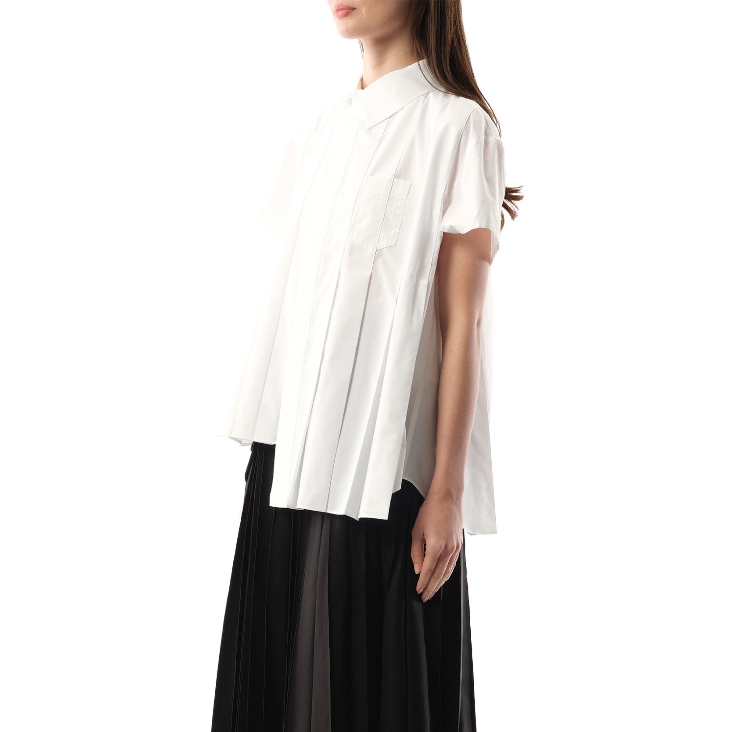 Asymmetric Cotton Poplin Shirt in Off White - 5