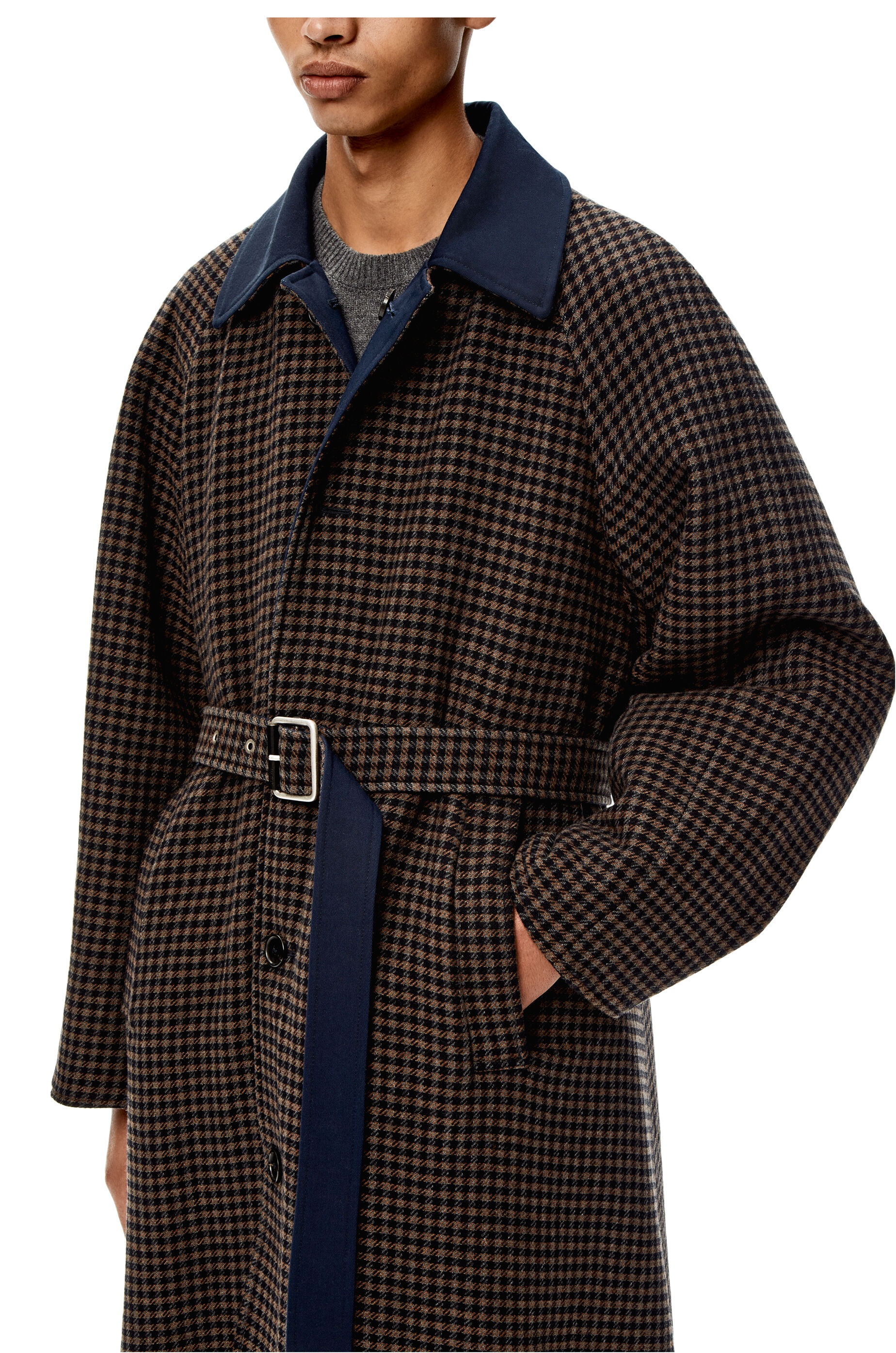 Reversible trench coat in wool and cotton - 4