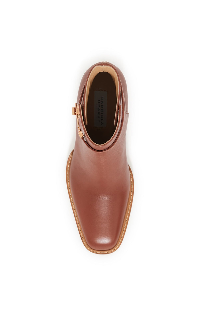 Nina Clasp Ankle Boot in Cognac Leather 4