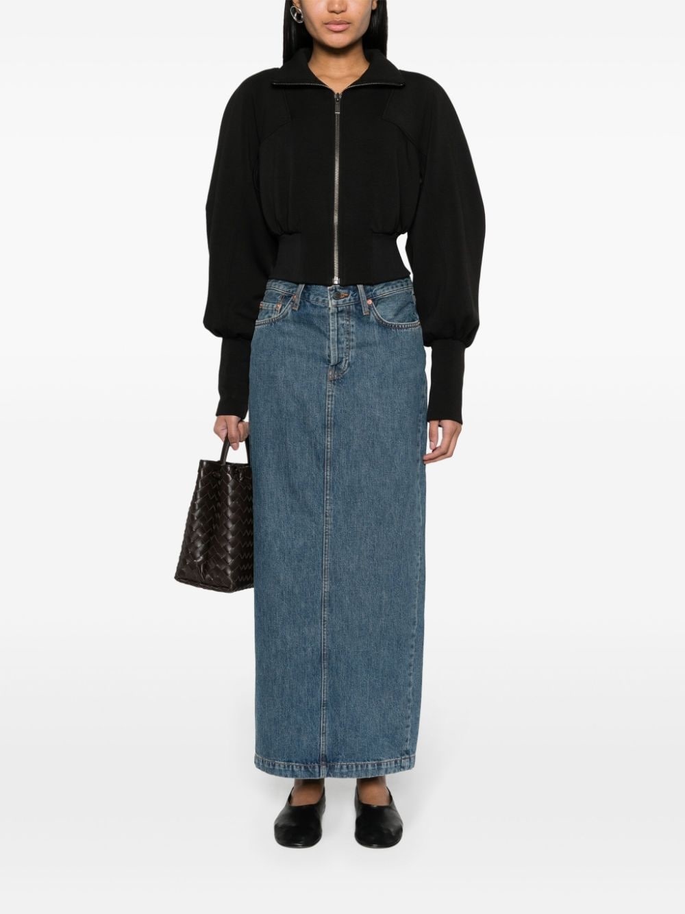 rear-slit denim maxi skirt - 2