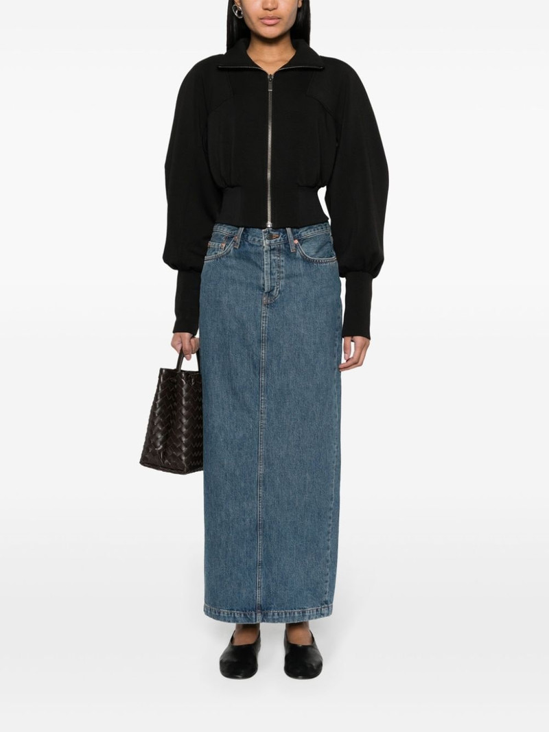 WARDROBE.NYC rear-slit denim maxi skirt outlook