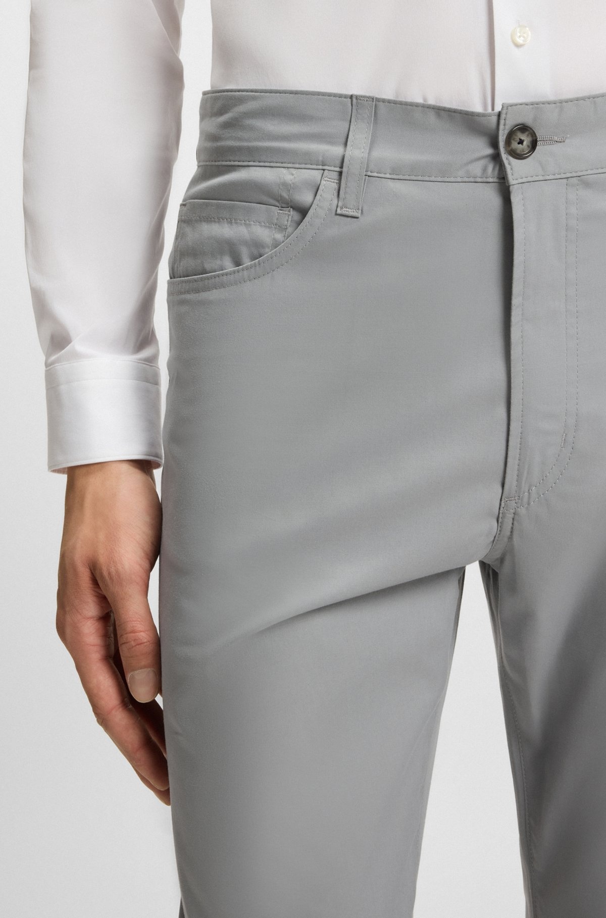 SLIM-FIT TROUSERS IN COTTON, SILK AND STRETCH - 5