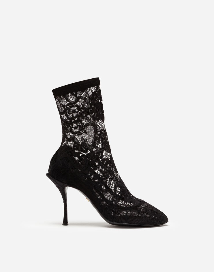 Stretch lace and gros grain booties - 1