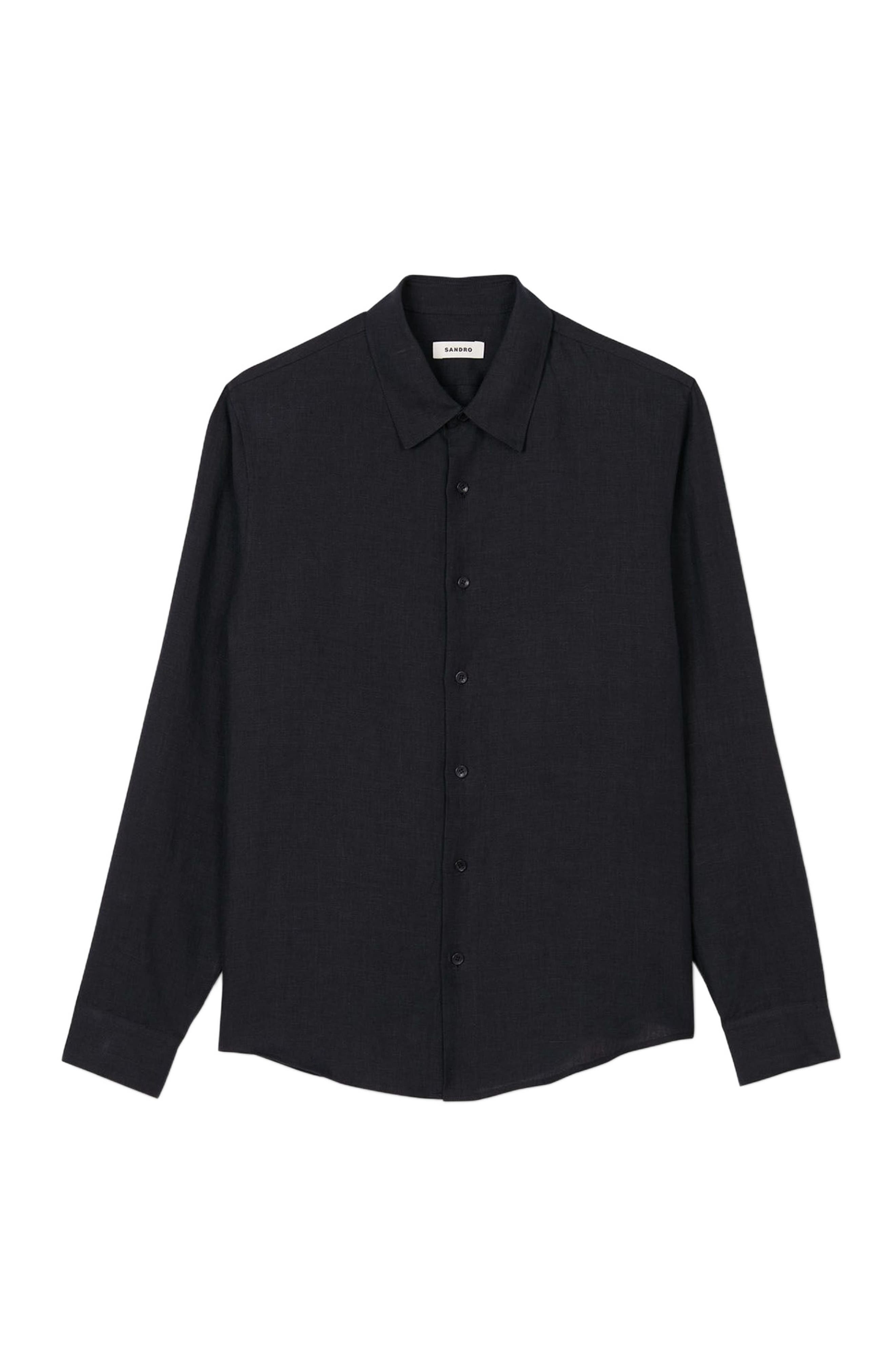 SANDRO Linen shirt in Navy Blue at Nordstrom - 5