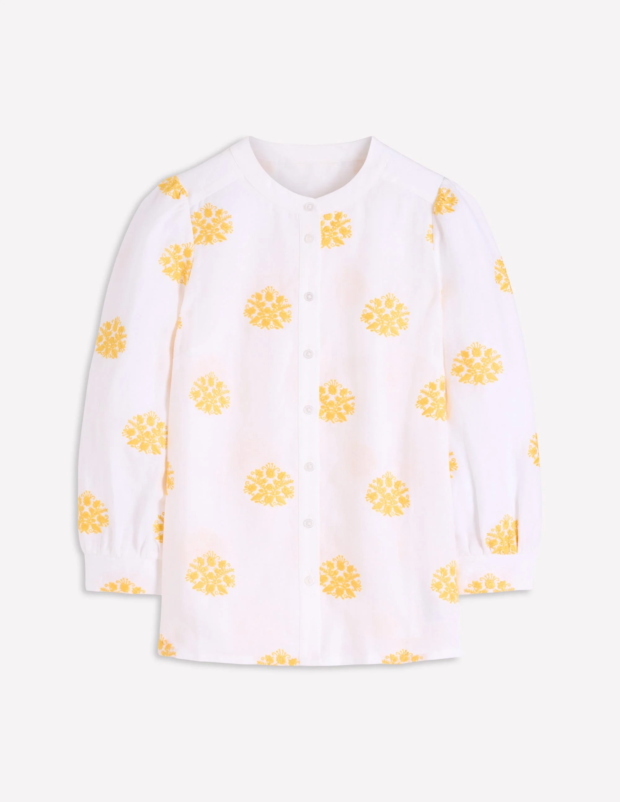 Alicia Linen Top-White, Floral embroidery - 1