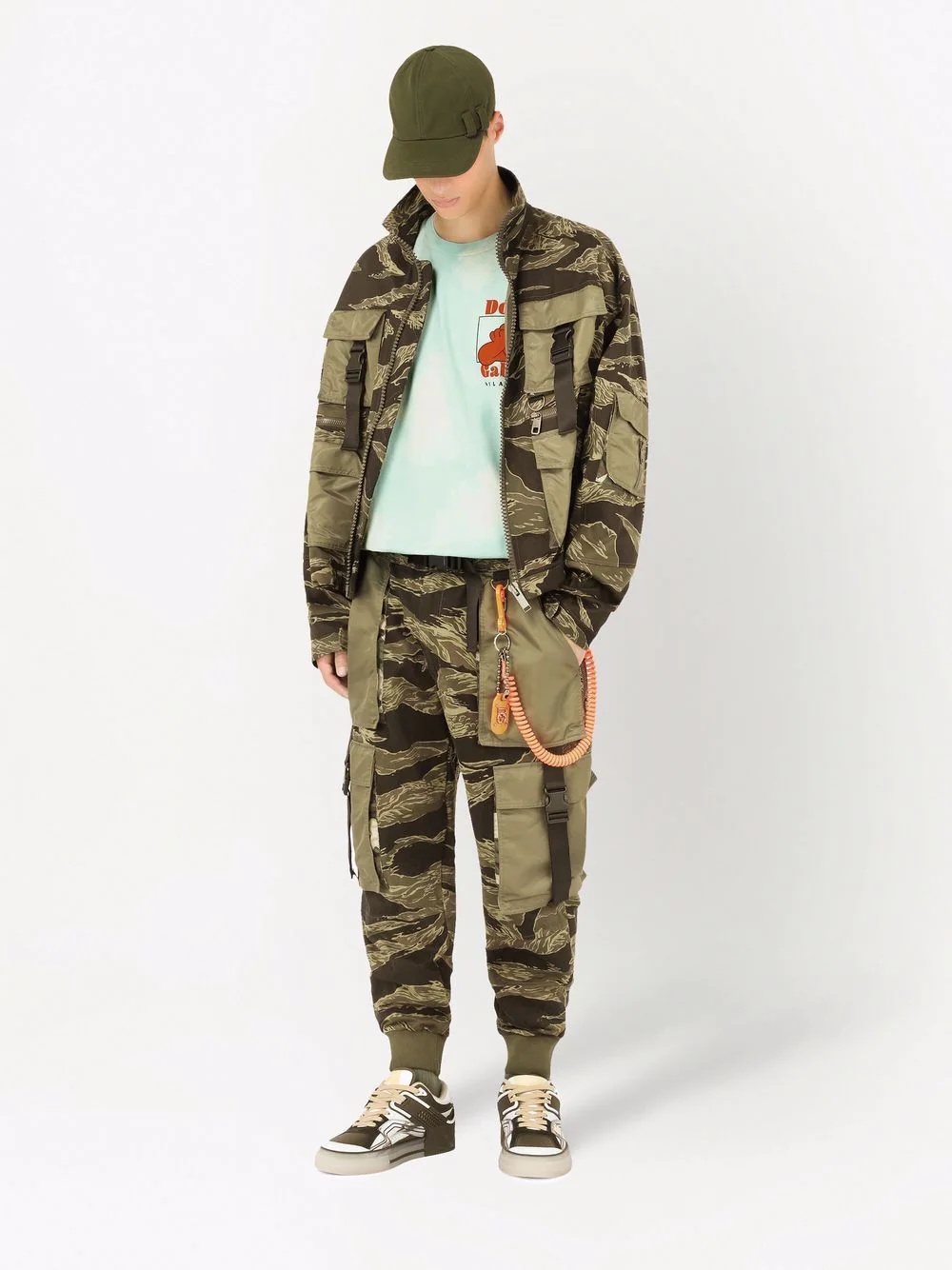 camouflage pattern tapered trousers - 2