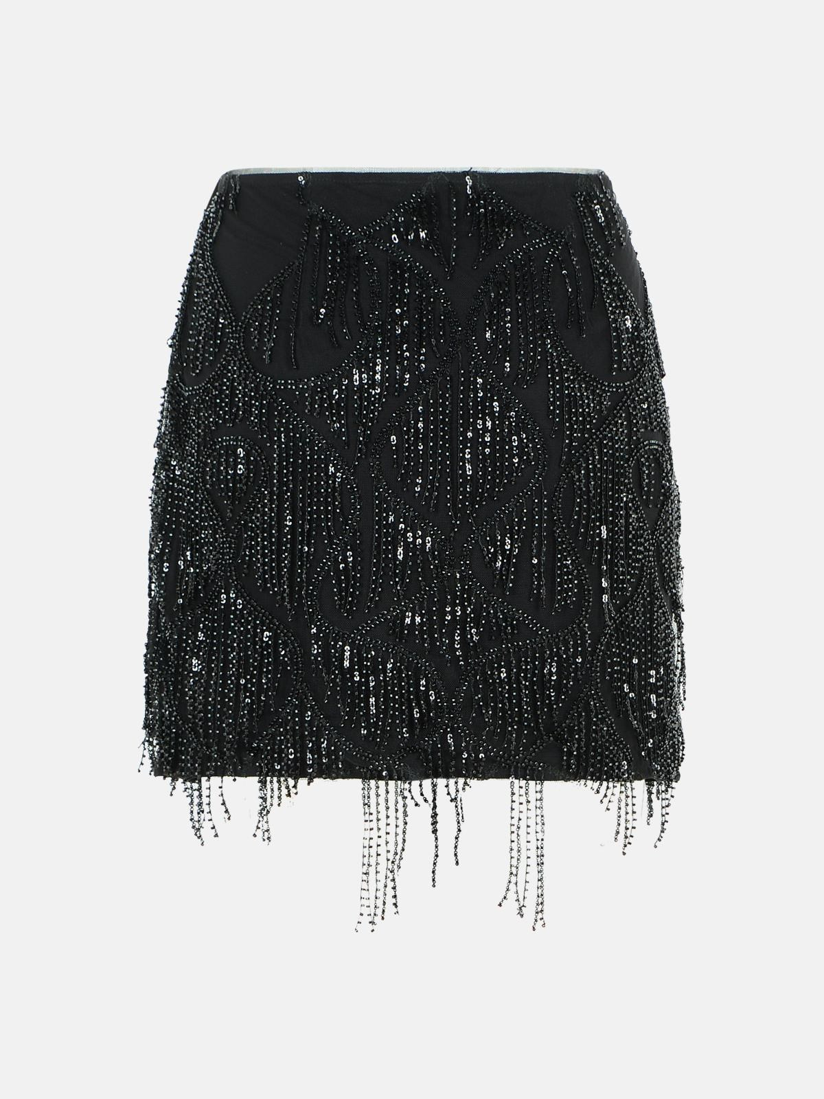 'TULA' BLACK POLYESTER MINISKIRT - 3