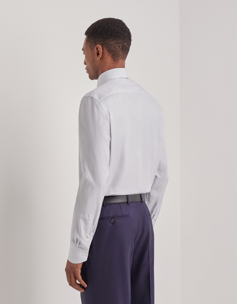 CANALI NUVOLA GRAY COTTON REGULAR-FIT MICRO-CHECK SHIRT 3