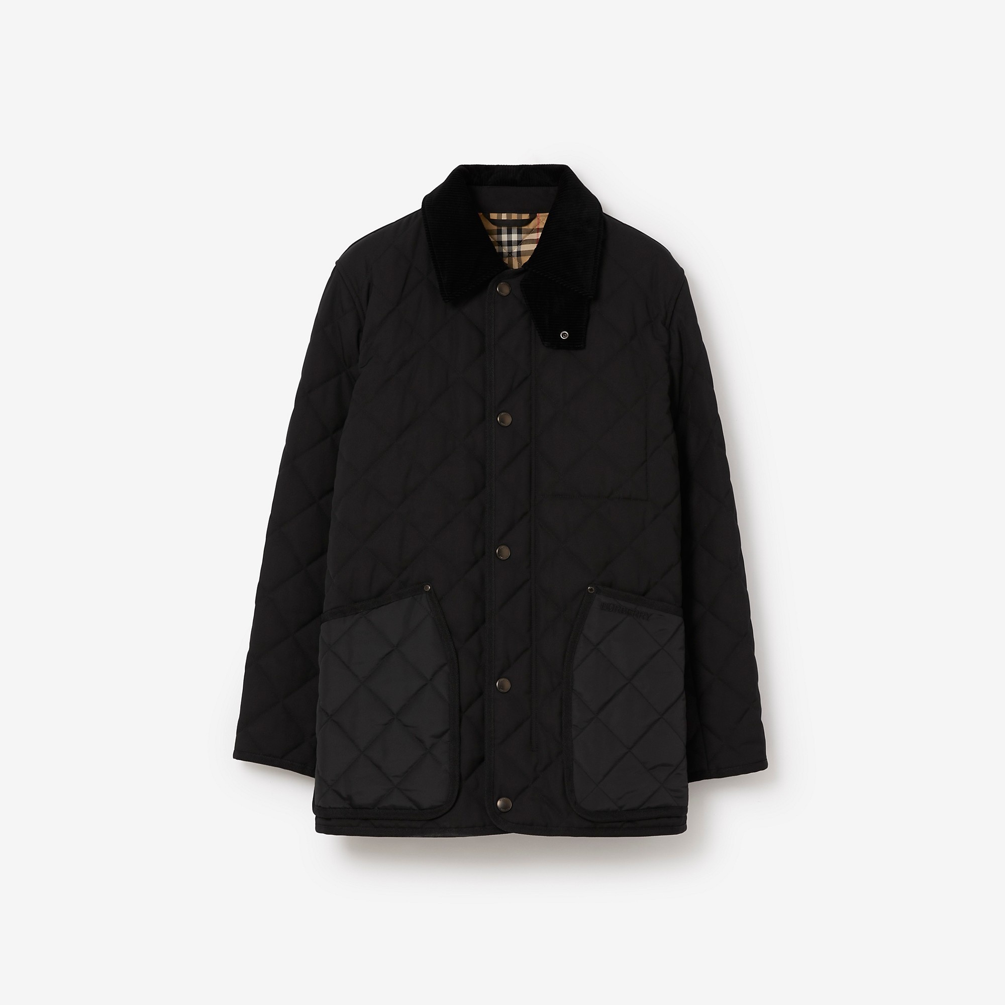 Corduroy Collar Diamond Quilted Barn Jacket - 1