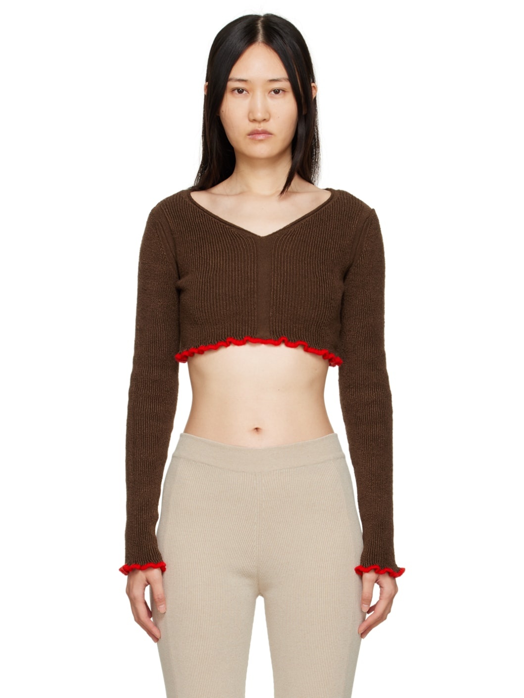 Brown & Red 'La Maille Santon' Sweater - 1