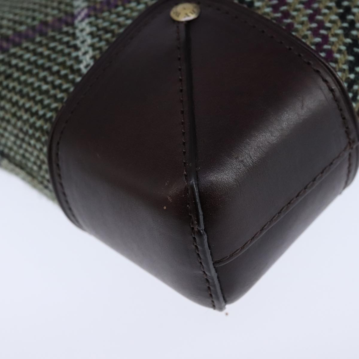 Burberry Nova Check Shoulder Bag Wool Green Brown Gold - 14