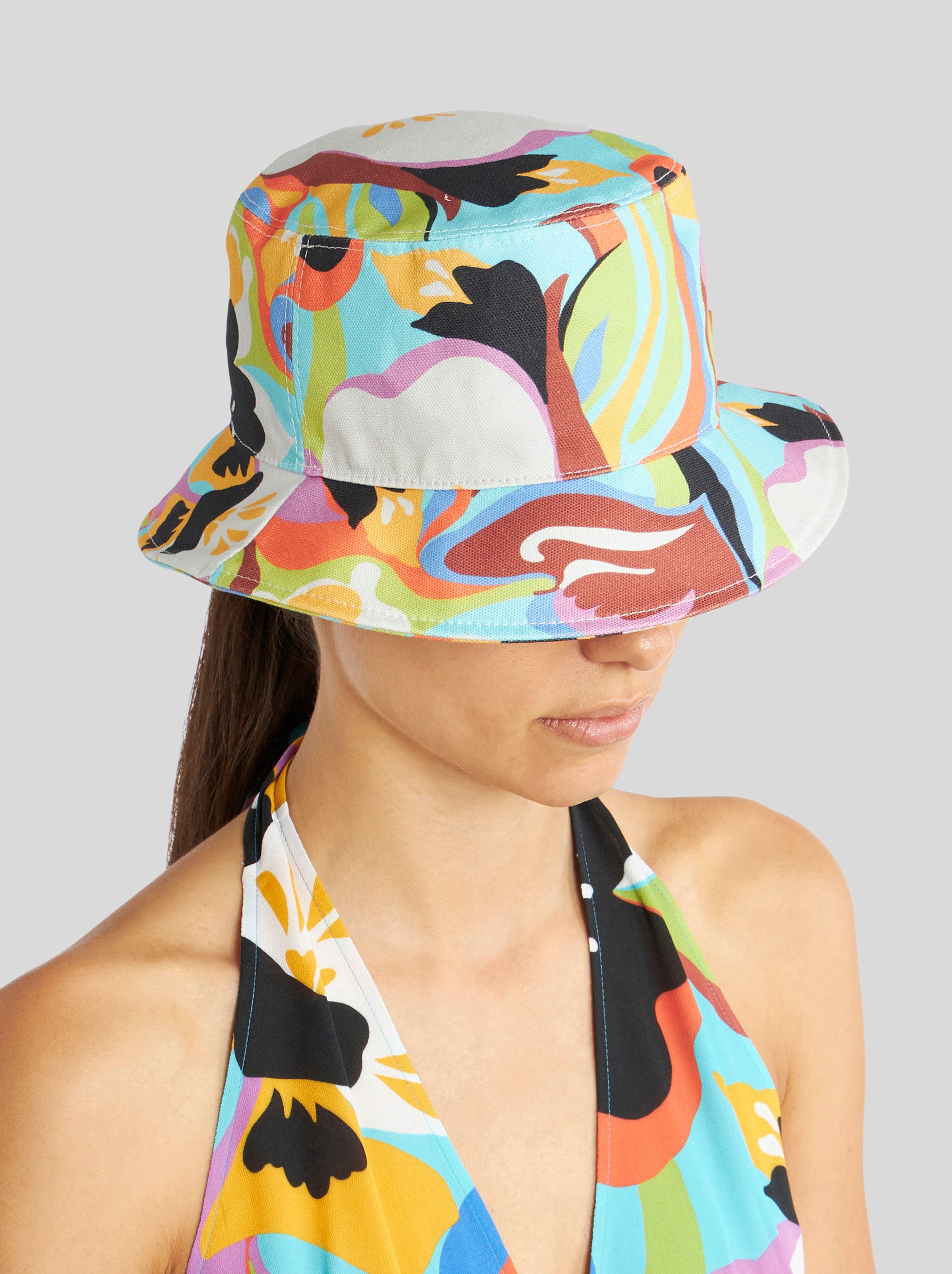 BUCKET HAT WITH FLORAL WAVES - 2