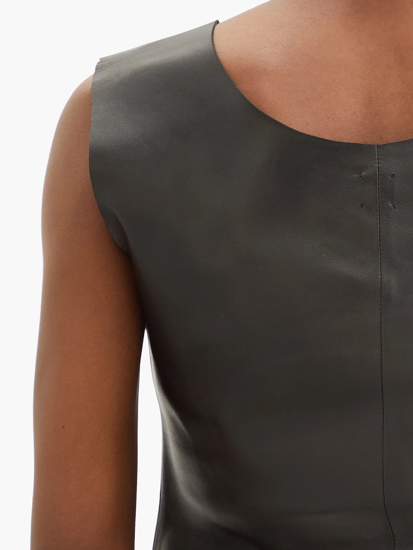 Bergara scoop-neck leather top - 4