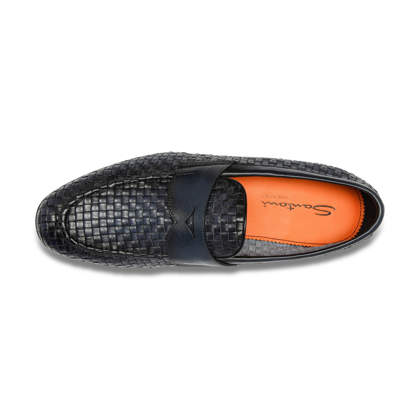 Men's blue woven leather penny loafer - 6