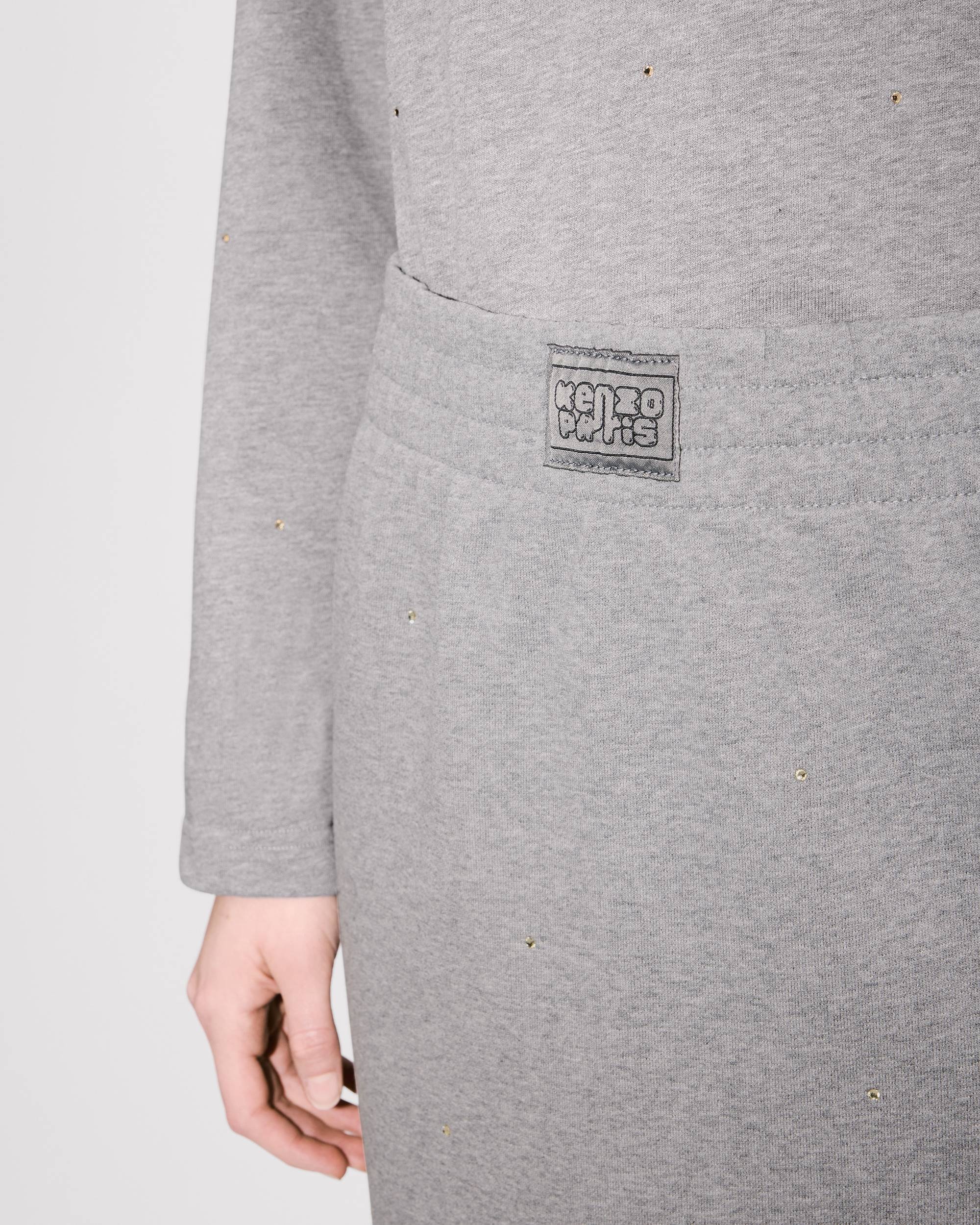'KENZO Elephant Logo' strass embroidered skirt in cotton - 6